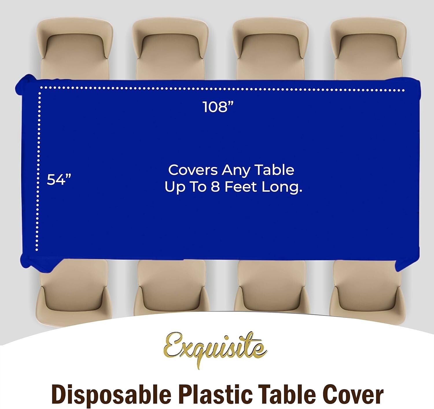 Durable Dark Blue Plastic Table Covers - 48 Disposable Rectangle Tablecloths