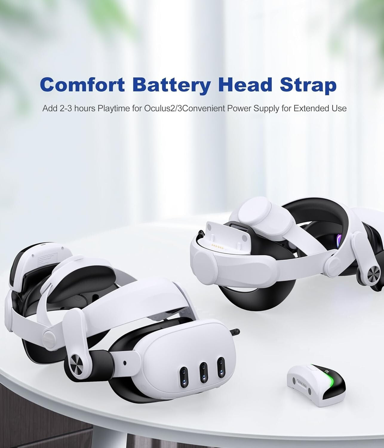 Enhanced Comfort Battery Head Strap for Quest 3/3S/2 - 2-3 Hours Extra Playtime