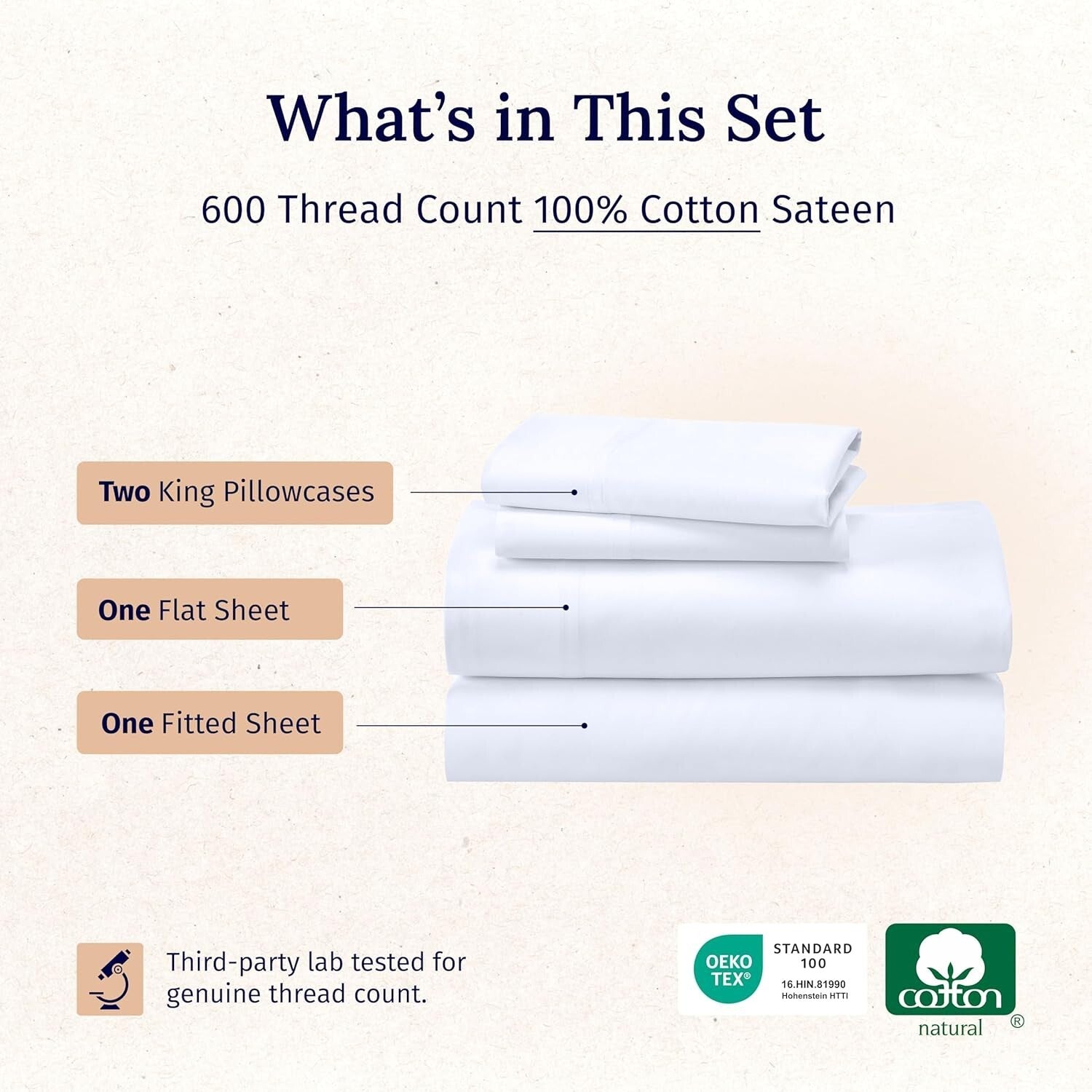 Breathable California King Sheets 600 TC - Deep Pocket & Durable, White Elegance