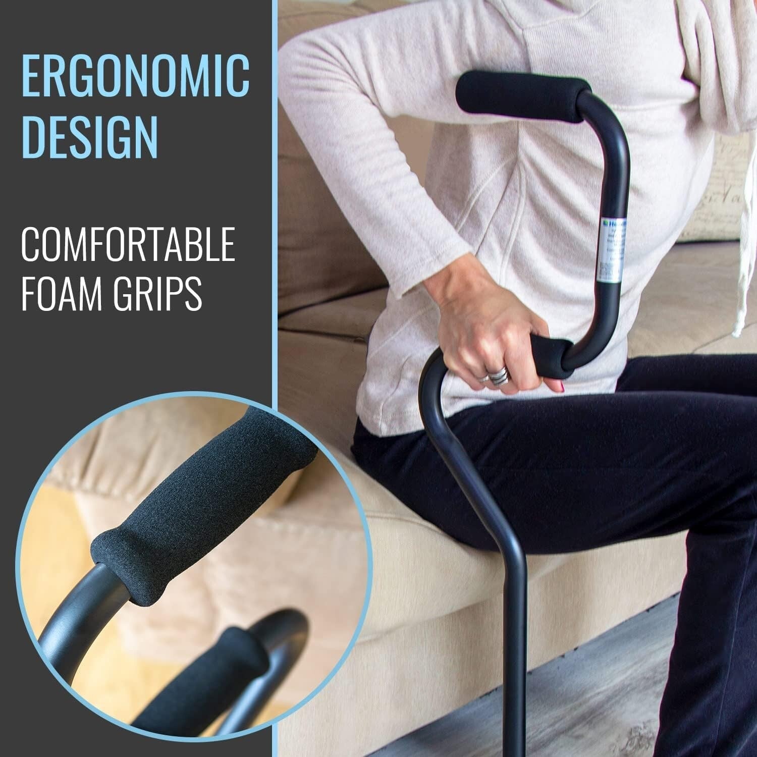 Durable Quad Walking Cane with Foam Handles for Enhanced Stability & Comfort