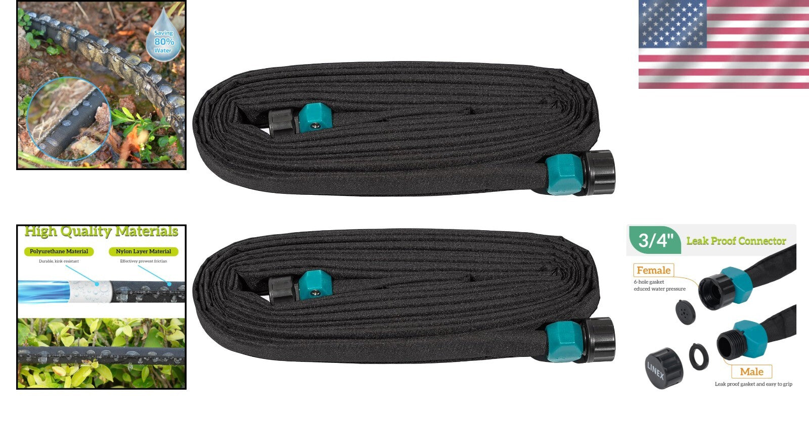 150 ft Flat Soaker Hose Set - Heavy Duty Drip Irrigation for Efficient Gardening