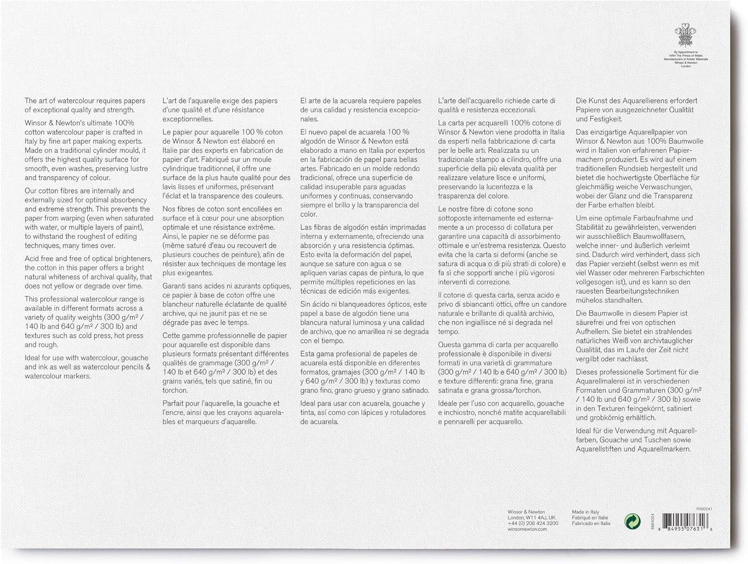 Resilient Watercolor Paper Block, 20 Sheets 9" x 12" - Ideal for Artists