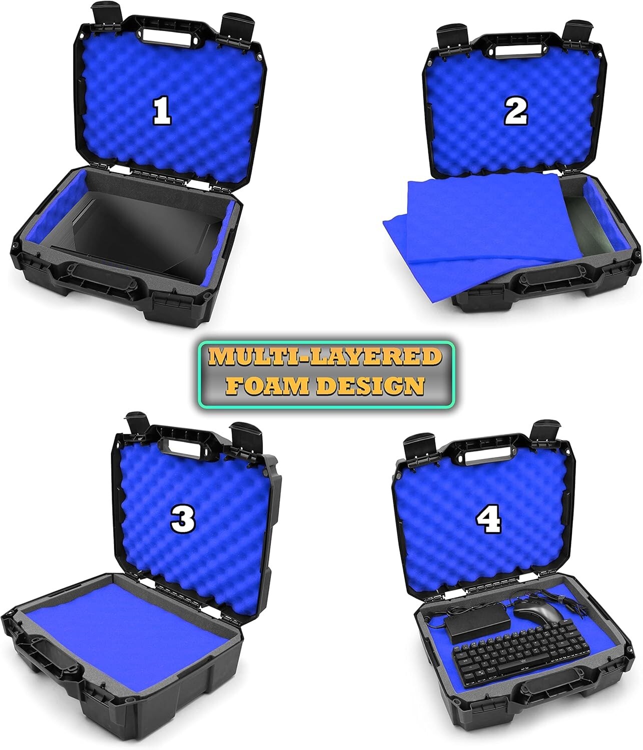 Crushproof 15" Hard Shell Laptop Case with Foam for Safe Travel & Storage