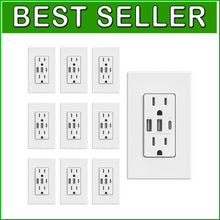 Load image into Gallery viewer, UL Certified USB Outlet, 10-Pack - 30W 3-Port Charging Solution for Modern Homes