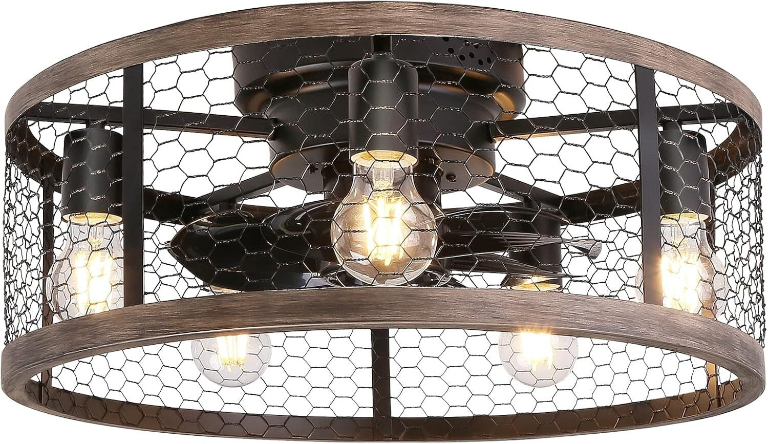 20'' Flush Mount Rustic Ceiling Fan with Lights & Remote for Stylish Spaces