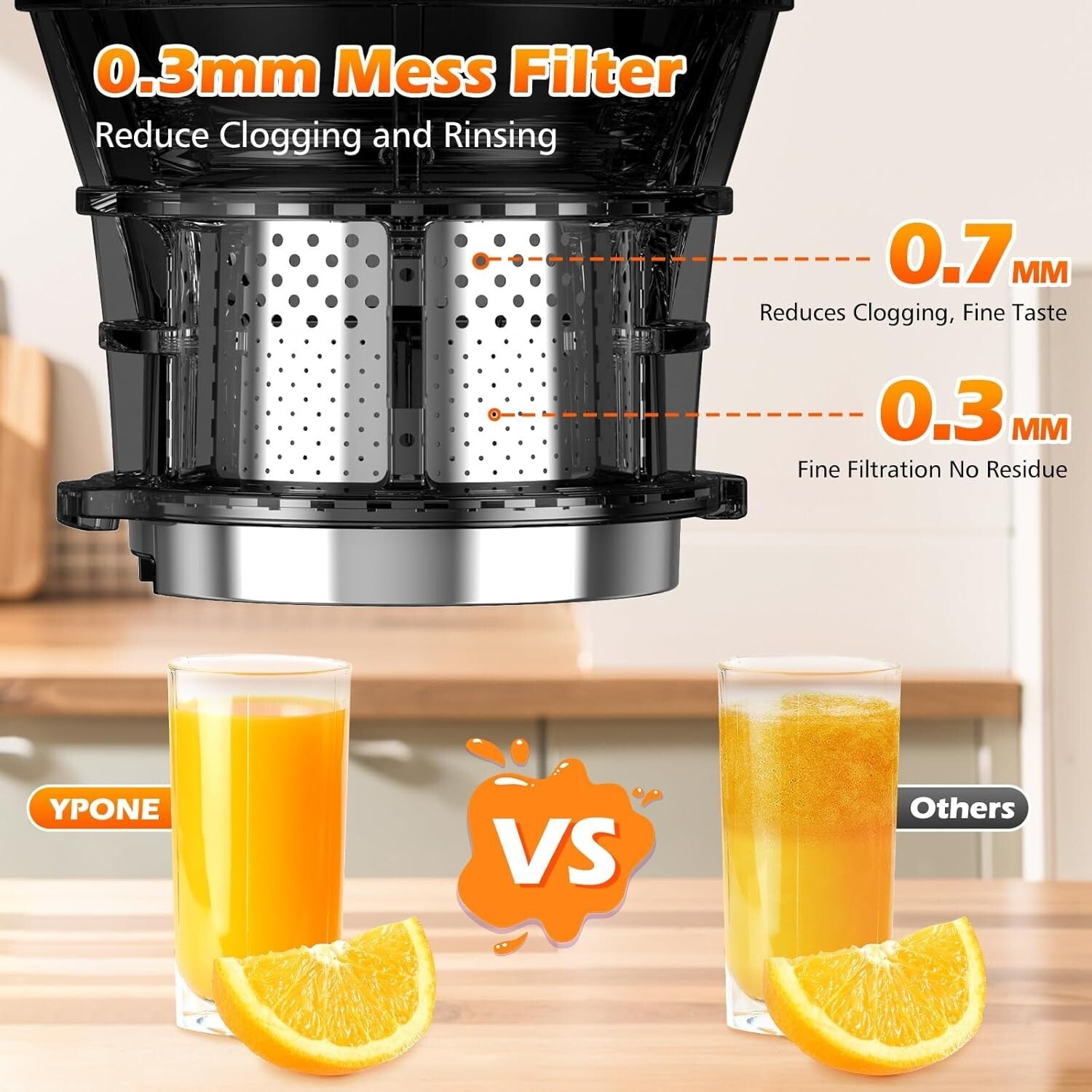 Professional Slow Masticating Juicer with Dual Strainers for Maximum Juice Yield