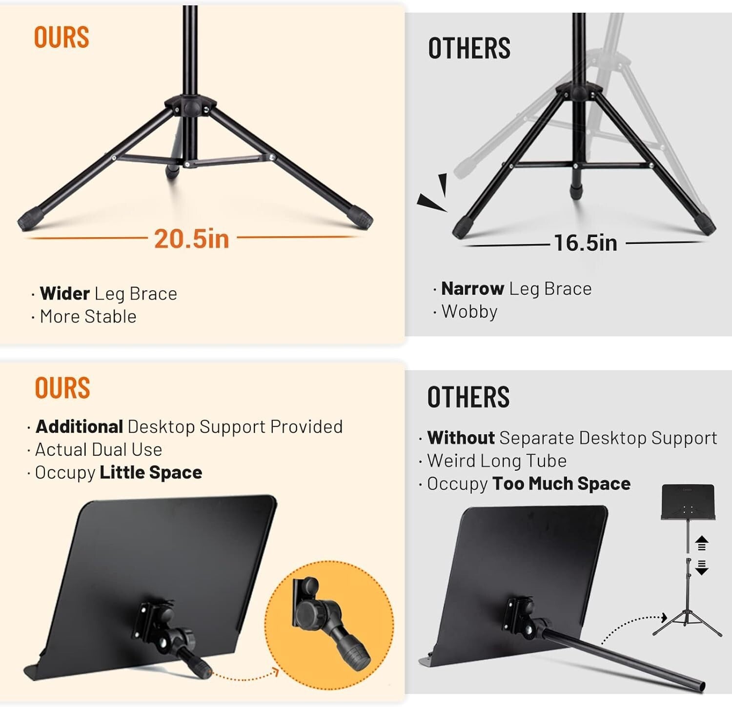 Black Alloy Steel Music Stand with Tiltable Tray - Perfect for Musicians