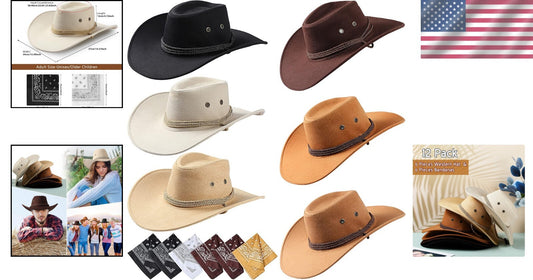 Versatile Cowboy Hats and Bandanas Bundle - Ideal for Parties & Gatherings