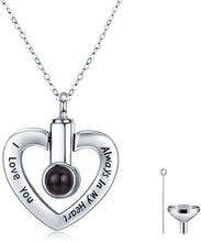 Load image into Gallery viewer, Elegant Sterling Silver Heart Pendant with 'I Love You' - Ashes Necklace Gift