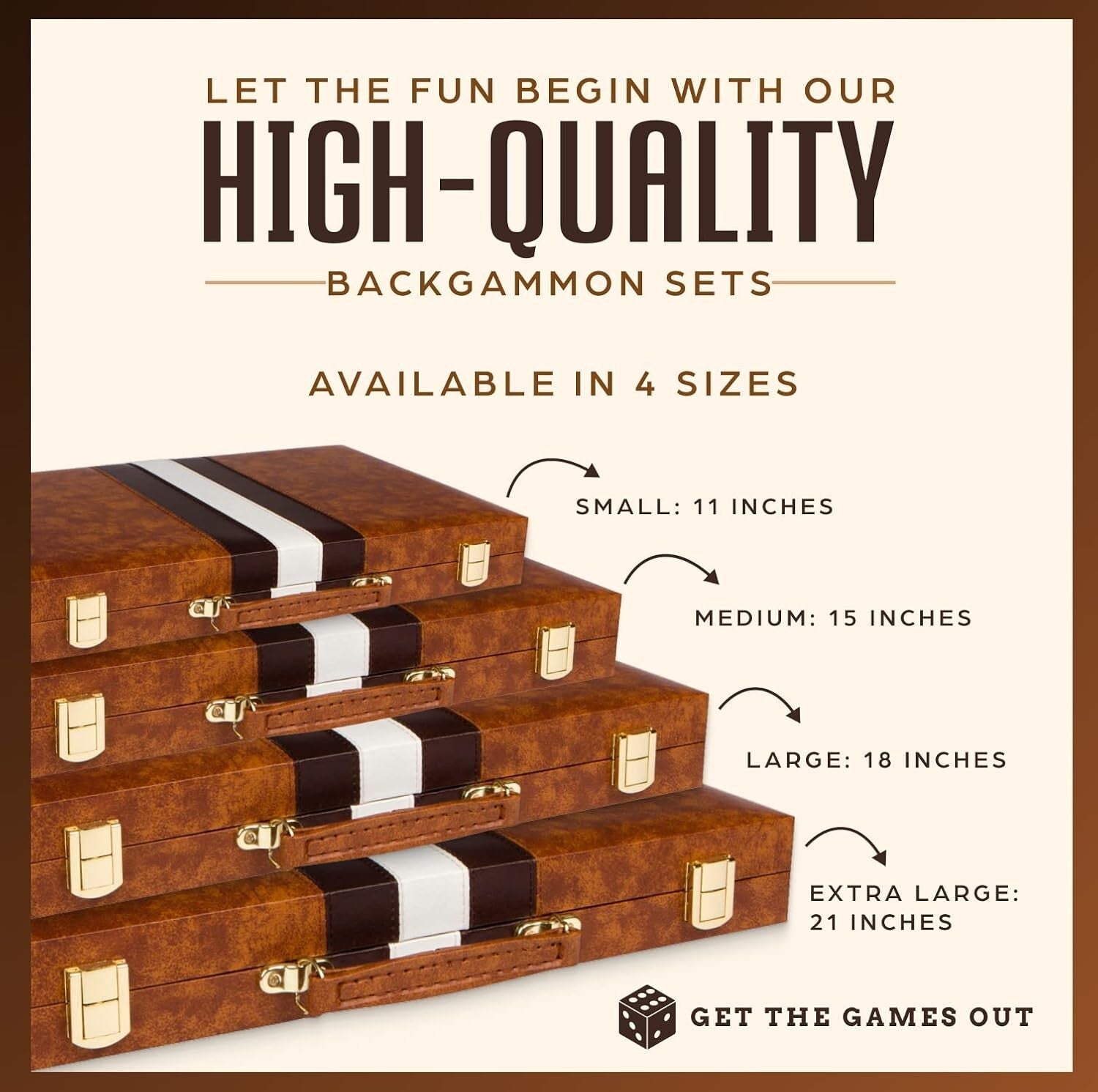 Compact Backgammon Set with Spare Chips – Travel-Ready Brown Leatherette Case