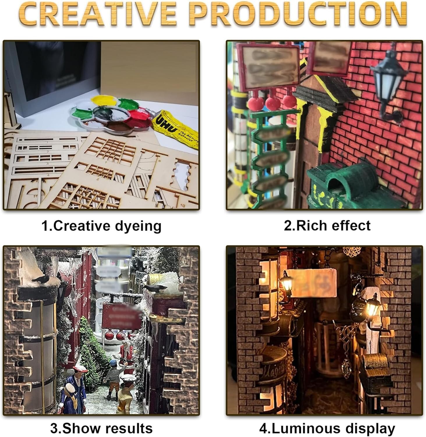 Fantasy-Themed 3D Book Nook Kit with LED Lighting - Perfect Gift for Creatives