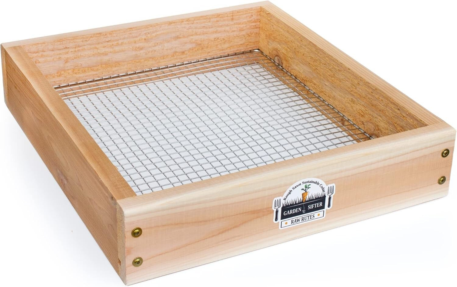 Durable Cedar Garden Sifter with Stainless Grate for Efficient Soil Sifting