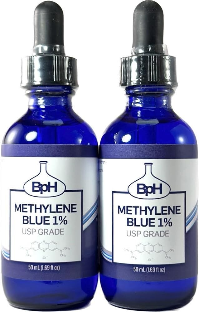 Eco-Friendly 1% Methylene Blue - 2 Pack of Blue Glass Bottles for Health Use