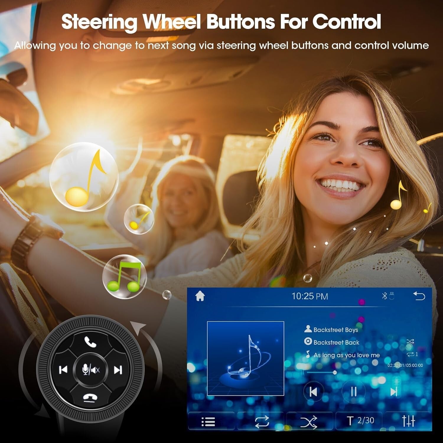 Portable 7-Inch Car Stereo with Bluetooth, Steering Wheel Control & GPS