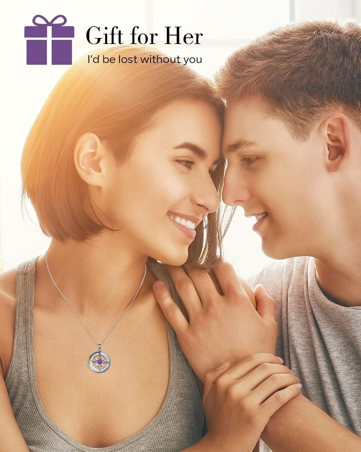 Sentimental Compass Necklace in S925 Silver: Perfect Anniversary Gift for Women