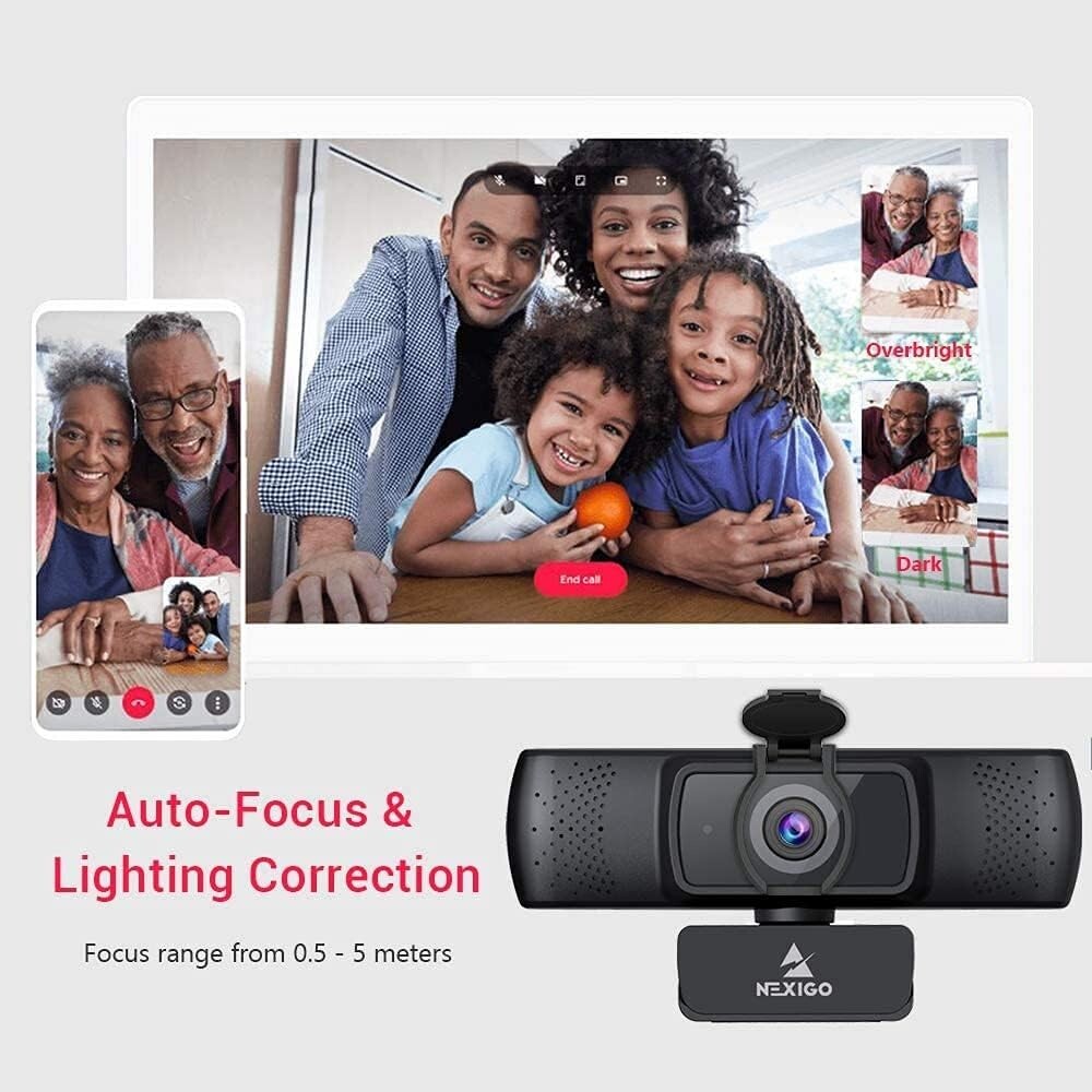 Full HD 1080P Webcam with Built-in Microphone & Auto Focus - For PC/Mac Use