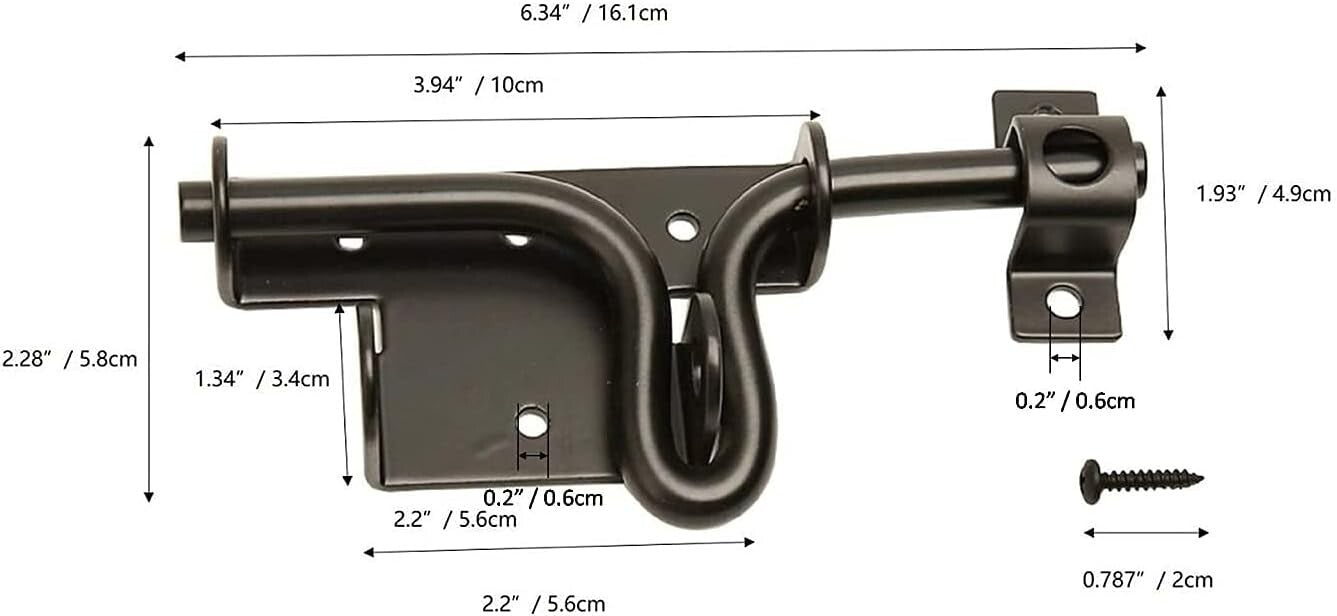 Sturdy 4pcs Metal Gate Latch Kit with Padlock Hole - Ideal for Fences and Gates