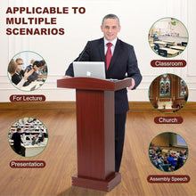 Load image into Gallery viewer, Elegant Wooden Podium Stand with Heavy Base for Classroom &amp; Church Presentations