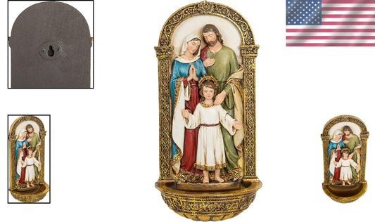 Joseph's Studio 7.75” Holy Family Water Font – Symbolic Décor for Faith and Hope