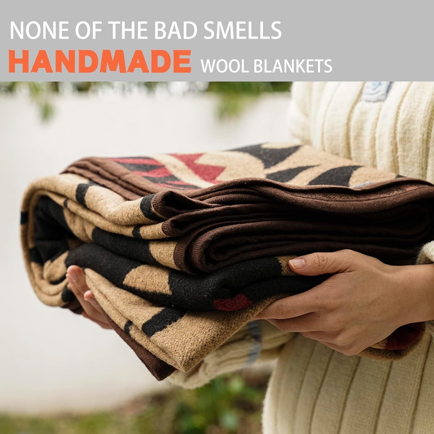 Versatile Merino Wool Outdoor Blanket - 87"x63" for Emergencies & Comfort