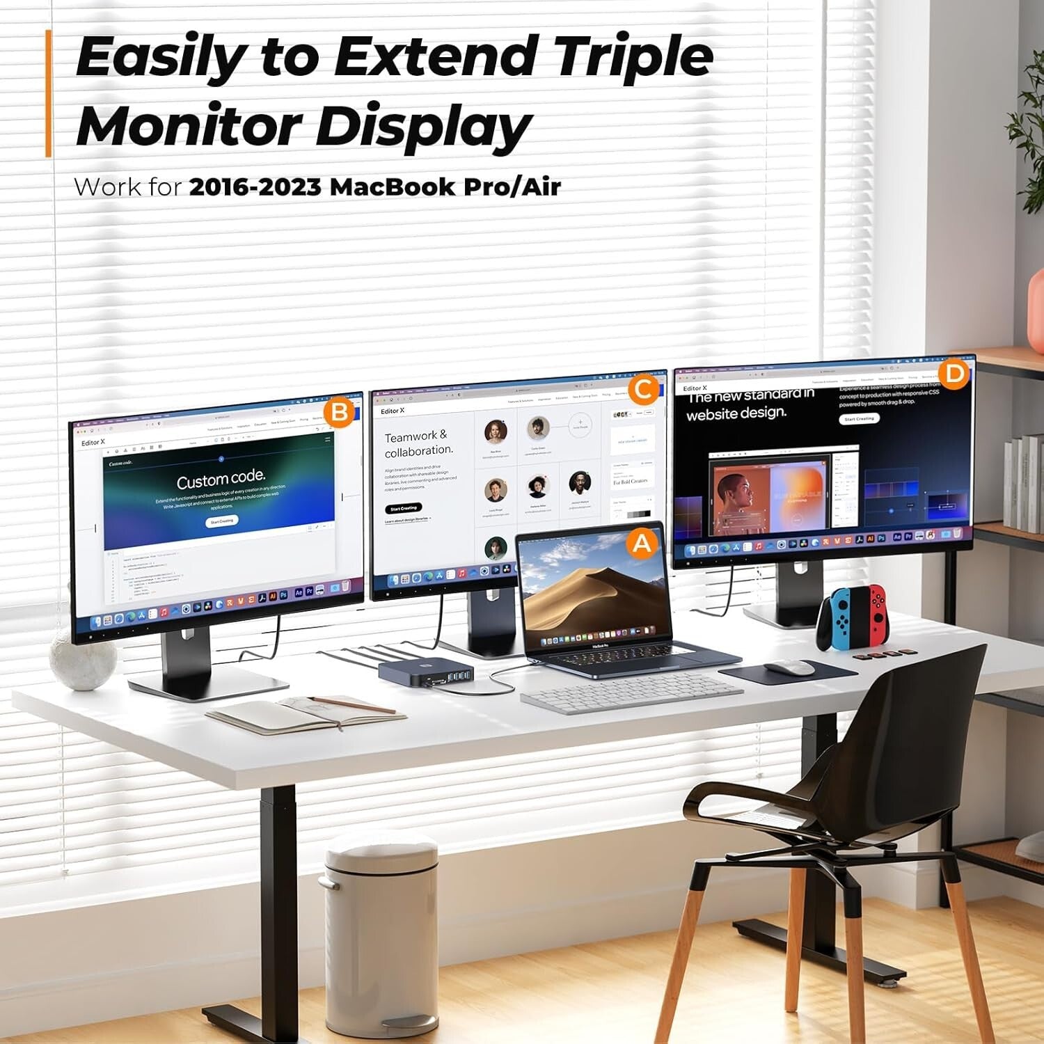 USB C Docking Station with Dual HDMI & 13 Ports for M1/M2/M3 MacBook Pro/Air