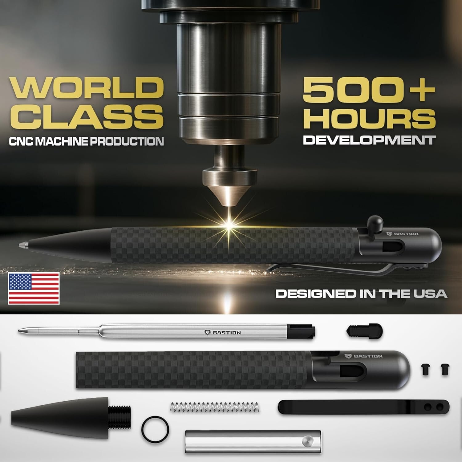 Durable Carbon Fiber Bolt Action Ballpoint Pen - Perfect Gift for Professionals