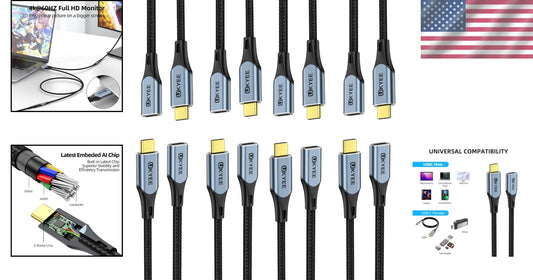 10-Pack USB C Extension Cable 3.3Ft, 100W Fast Charging & 10Gbps Data Speed