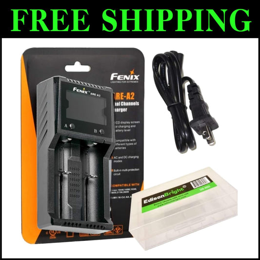 Versatile Fenix ARE-A2 Battery Charger for 21700/18650 with LCD Display and Case