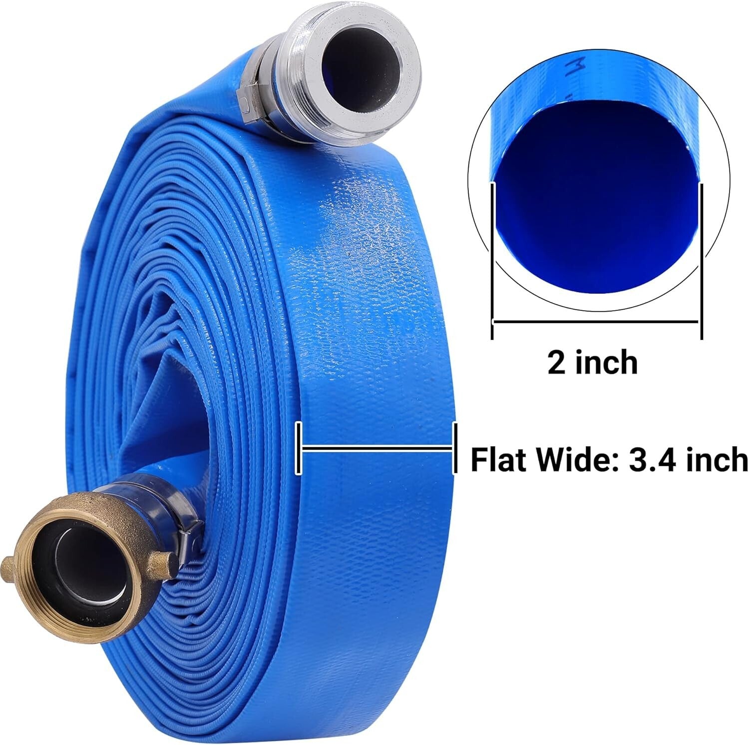Durable 2" x 25ft PVC Water Pump Hose with Aluminum Fittings for Efficient Use
