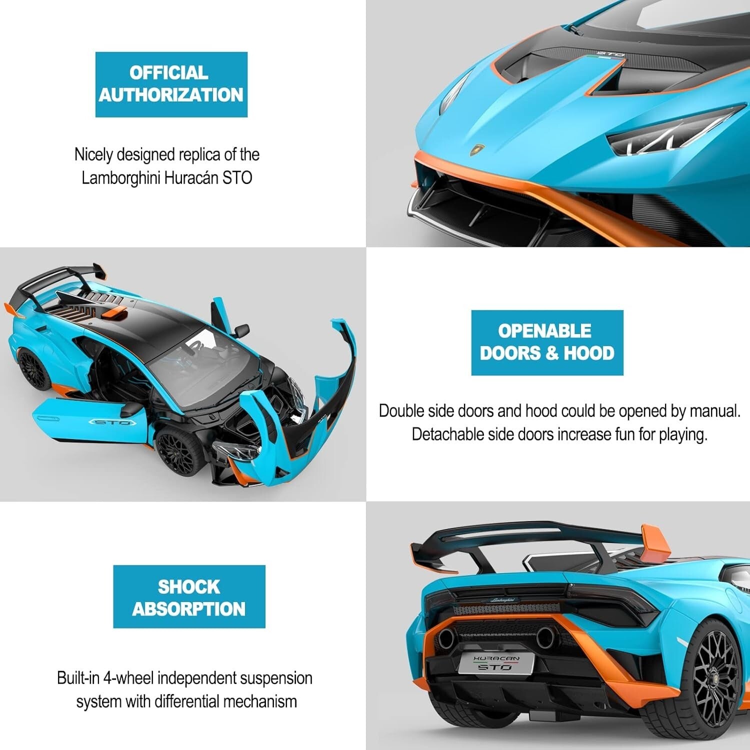 Blue Lamborghini Huracán STO R/C Toy Car 1/14 Scale - Perfect Gift for Ages 8-12