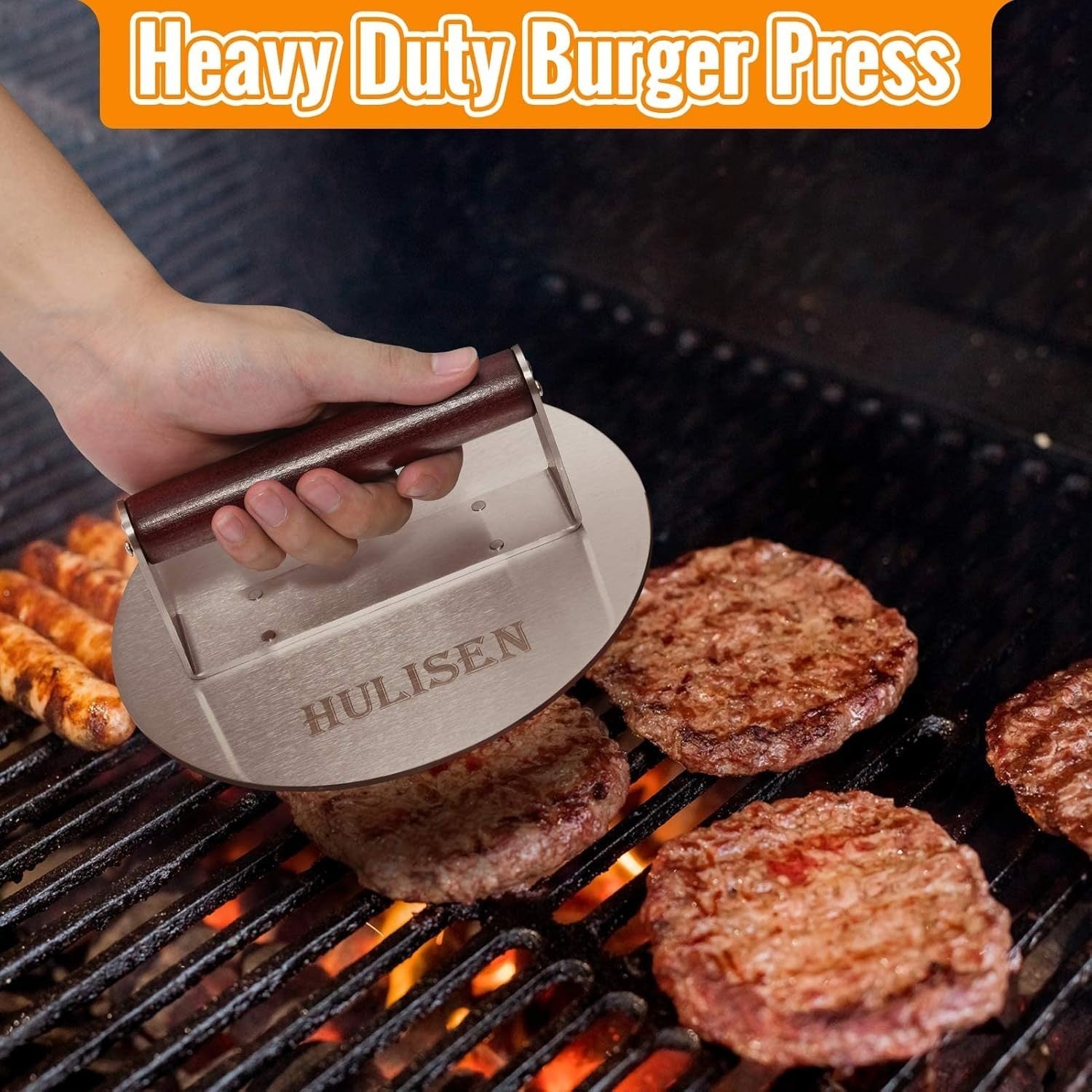 BBQ Essential: Heavy-Duty Stainless Steel Burger Press & Melting Dome 12-Inch