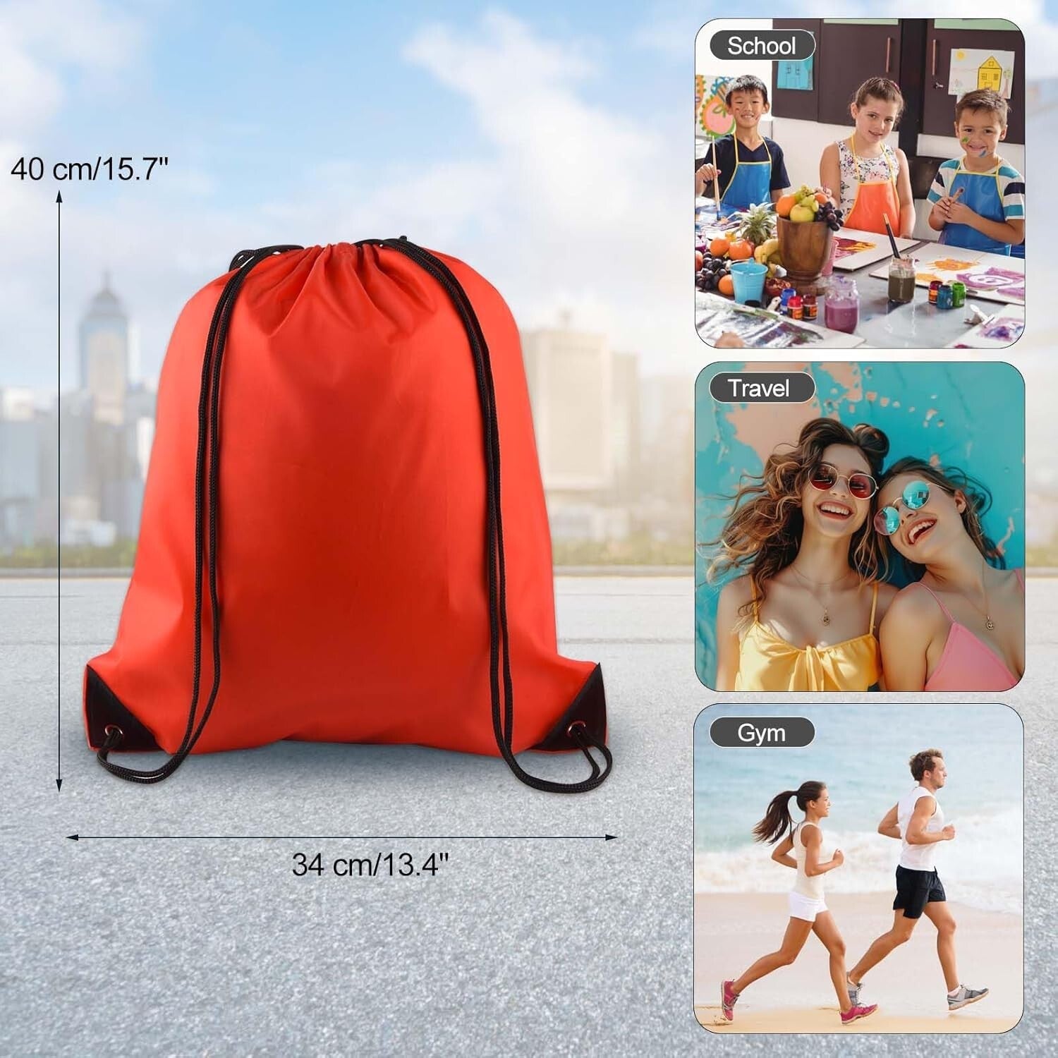 Bulk Red Drawstring Bags - 50 Durable Backpack Bags for Active Lifestyles