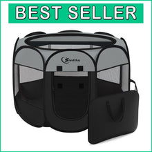 Load image into Gallery viewer, 360-Degree Views Dark Grey Puppy Playpen - Portable and Waterproof for All Pets