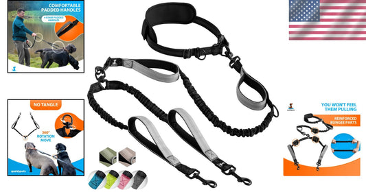 Durable Dual Dog Leash with Comfortable Padded Handles - Best for Medium/Large