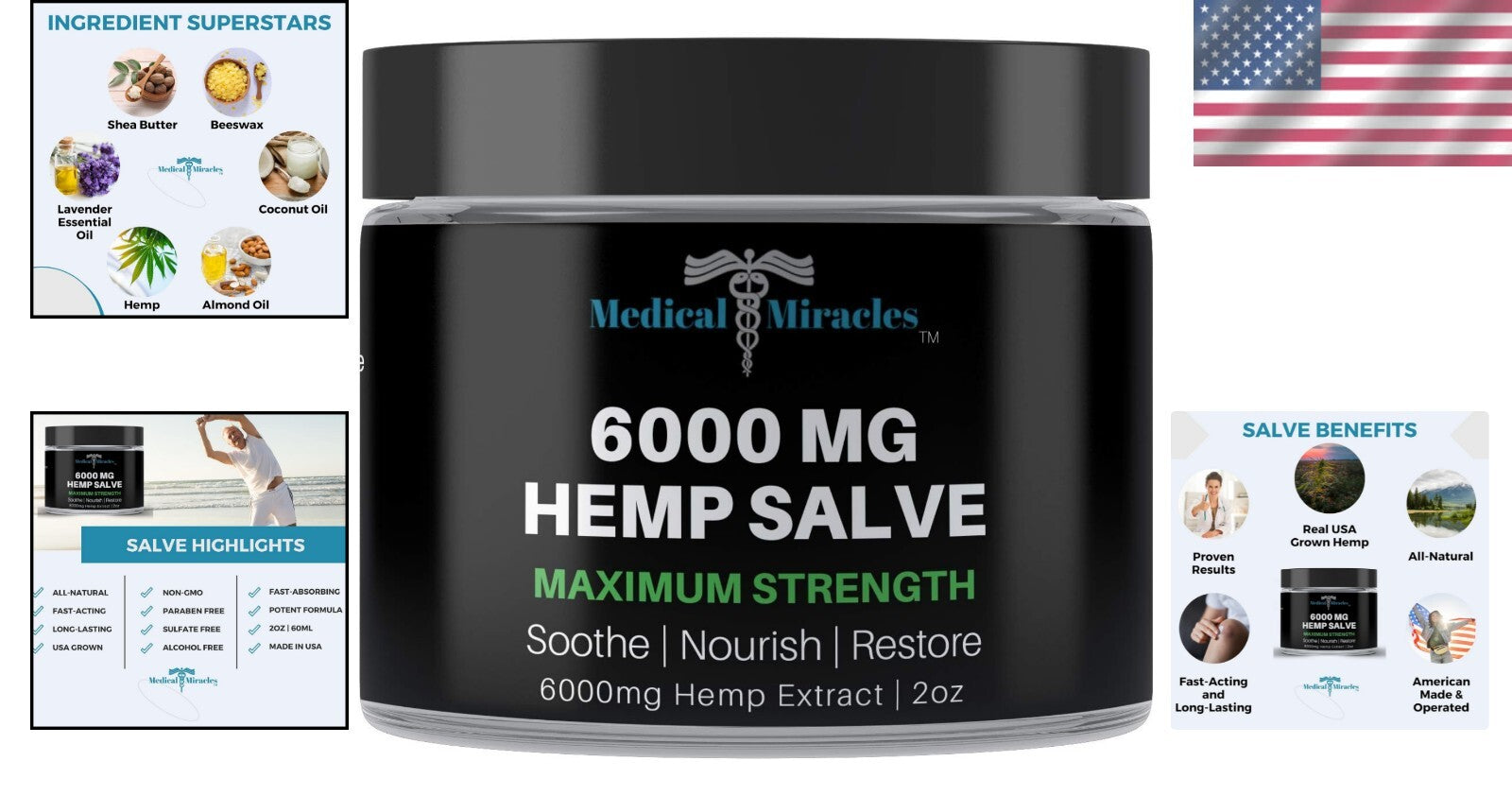 Plant-Based 6000 mg Hemp Healing Salve - Comfort for Pain Relief & Radiant Skin