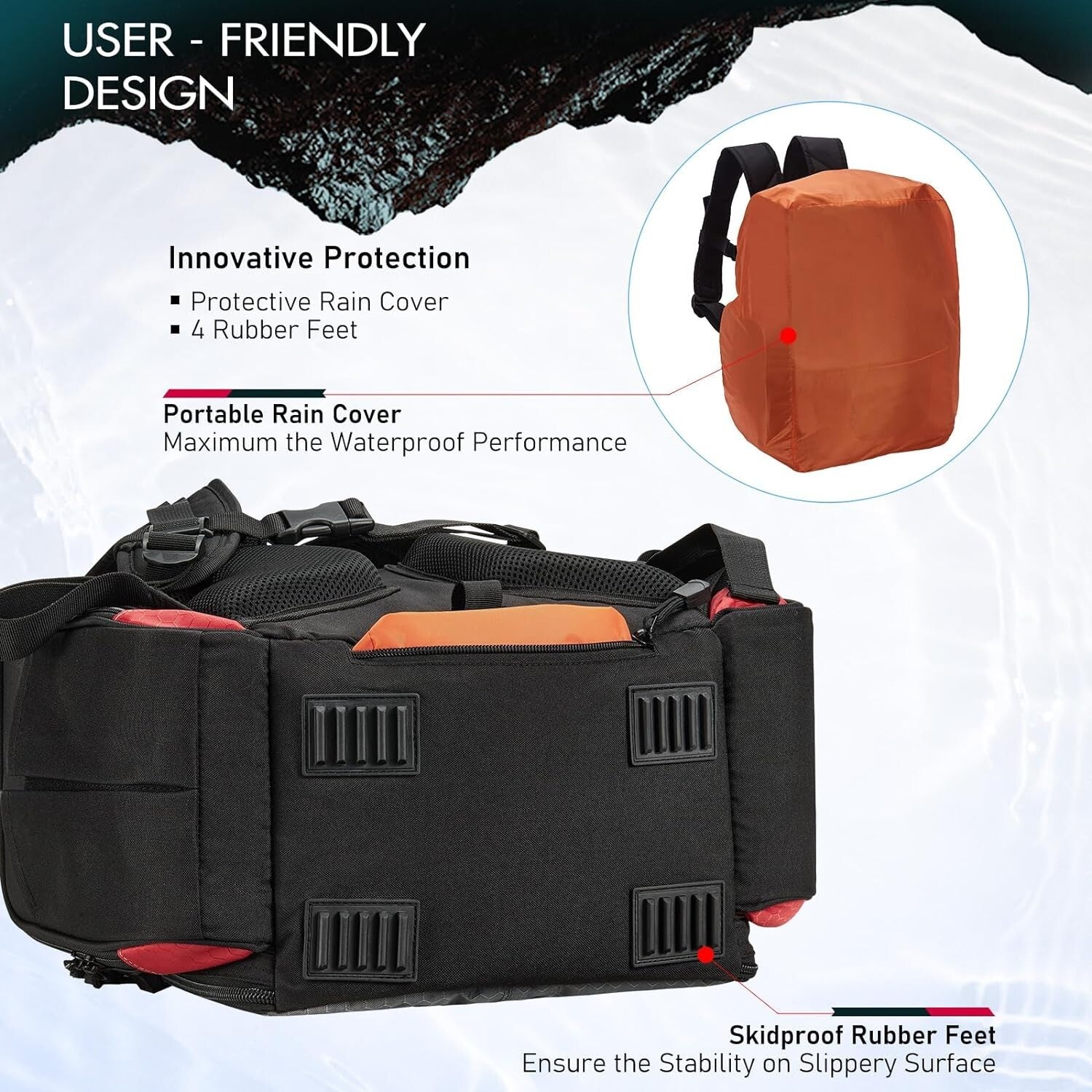 Fishing Tackle Backpack with Ergonomic Design & Hard Sunglasses Case for Safety