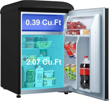 Load image into Gallery viewer, Retro Mini Refrigerator with Adjustable Thermostat - 2.5 Cu Ft in Elegant Black