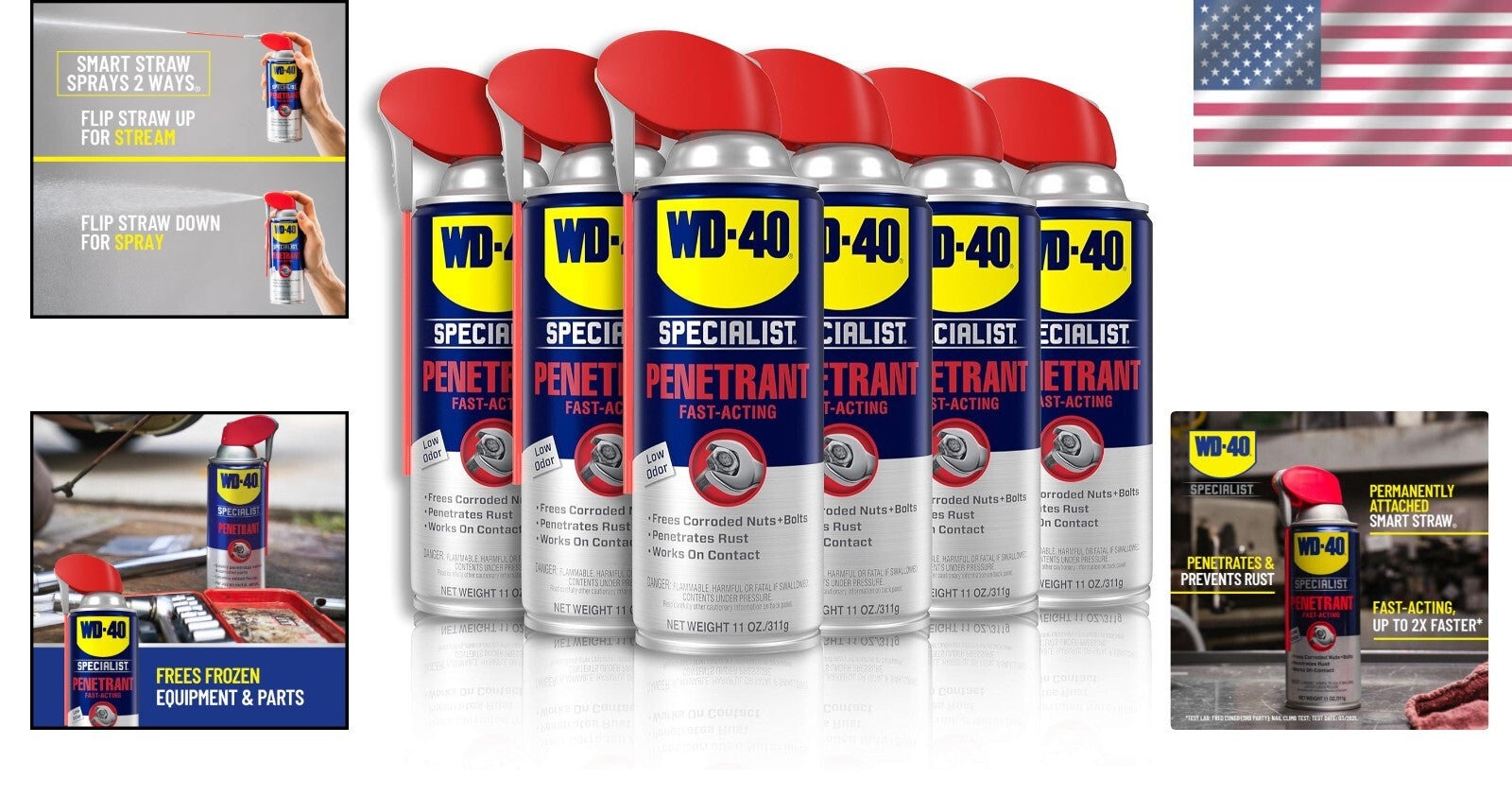 Fast-Acting Penetrant Lubricant with Dual Spray Nozzle - 6 Cans, 11 OZ Each