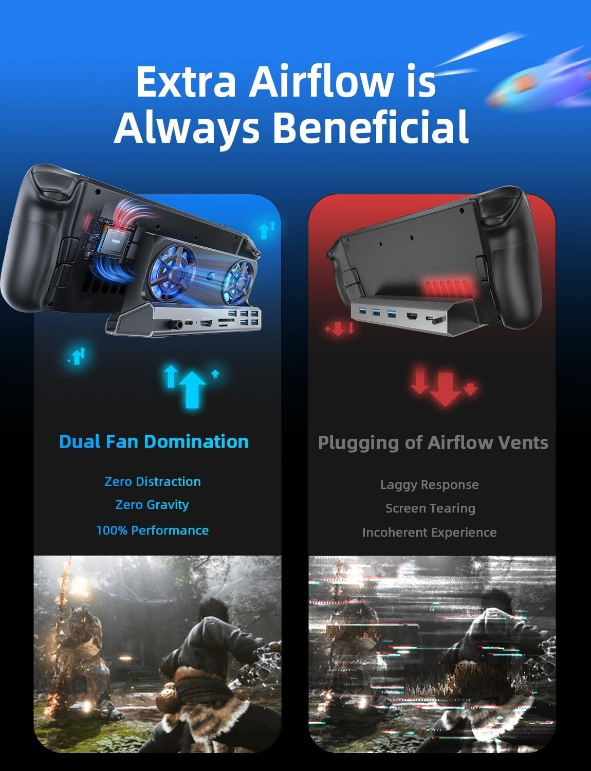 10-in-1 Docking Station for Steam Deck OLED & ROG Ally with Cooling Fans