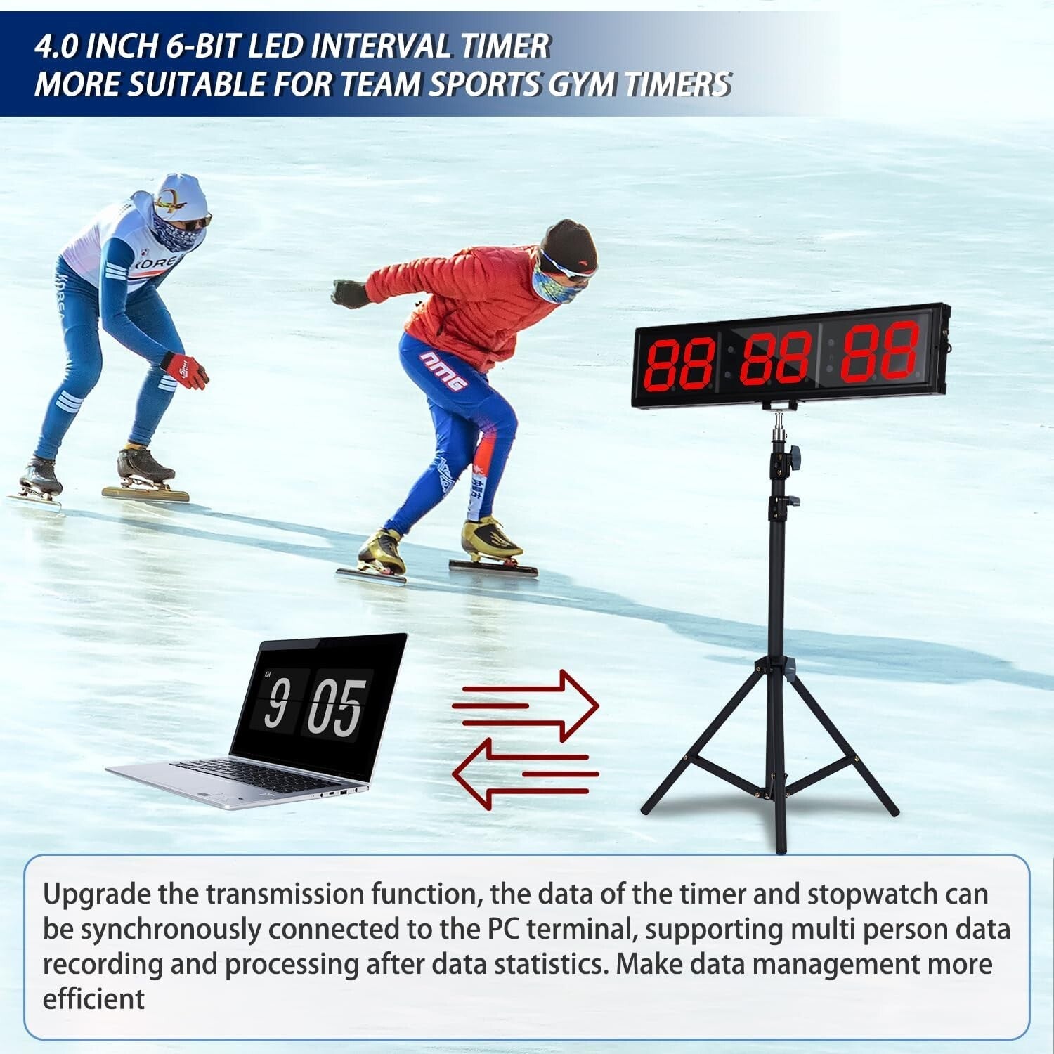 Large LED Gym Timer with Interval Programming & Adjustable Height - 11 lb Model