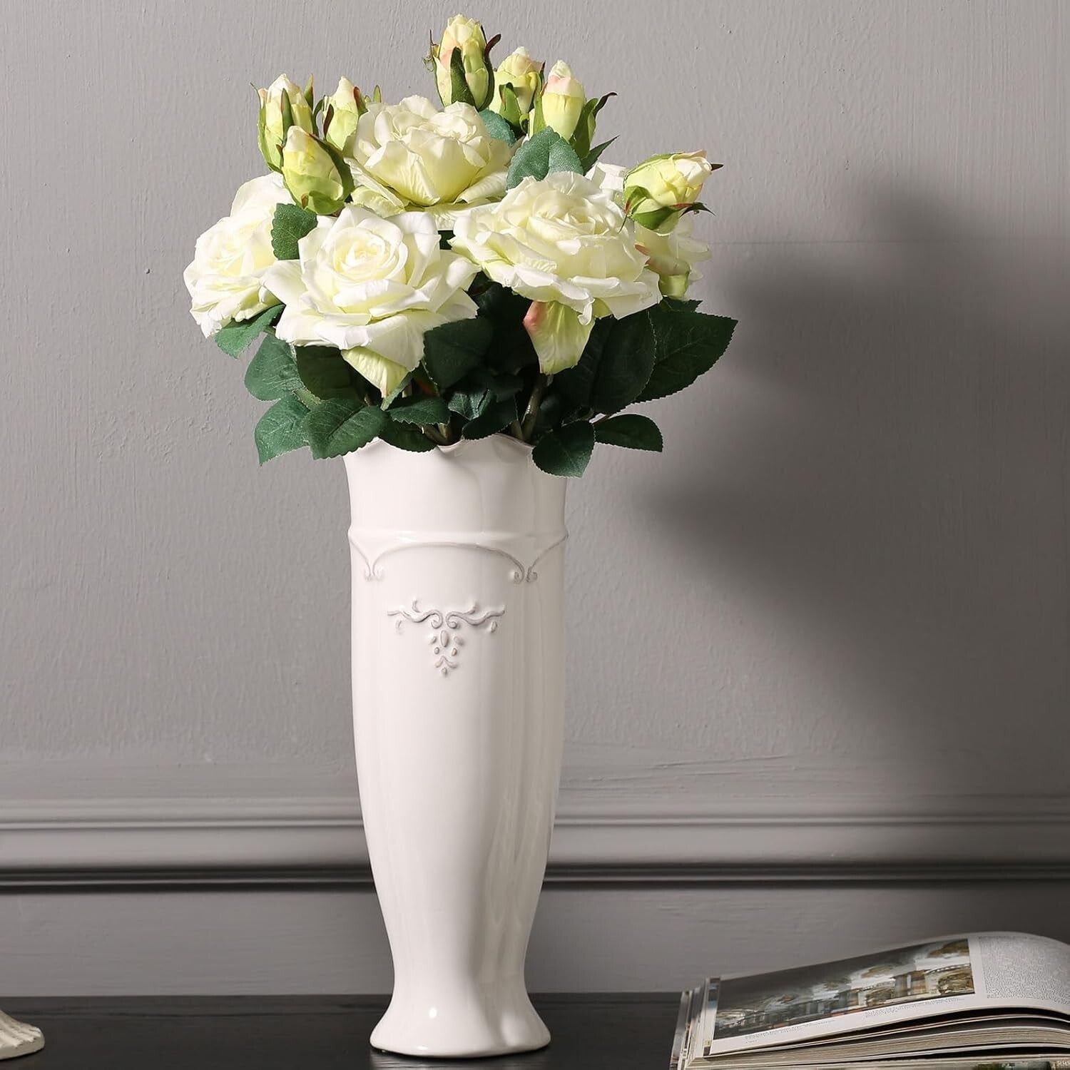 Ceramic Flower Vase for Home Decor - Stylish 11.6" Centerpiece for Any Room