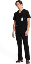 Load image into Gallery viewer, Stylish V-Neck Scrub Top for Men with Chest Pocket and Knit Back Panels