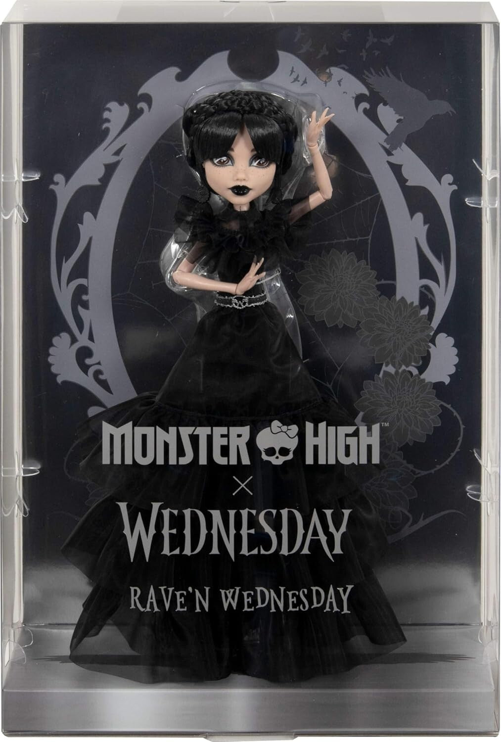 Wednesday Doll Collectible in Gothic Dance Gown - Includes Stand & Accessories