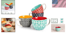 Load image into Gallery viewer, Oversized 24 oz Ceramic Coffee Mugs - Gift-Ready Set of 4 in Bright Colors
