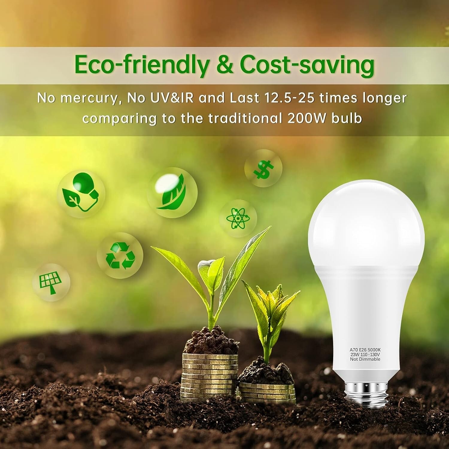 A21 E26 LED Bulbs 2500 Lumens, Pack of 12 - Bright Daylight White 5000K