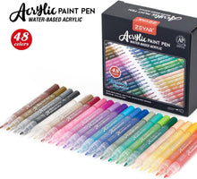 Load image into Gallery viewer, Permanent &amp; Waterproof Acrylic Paint Pens Set - 48 Rich Colors for All Surfaces