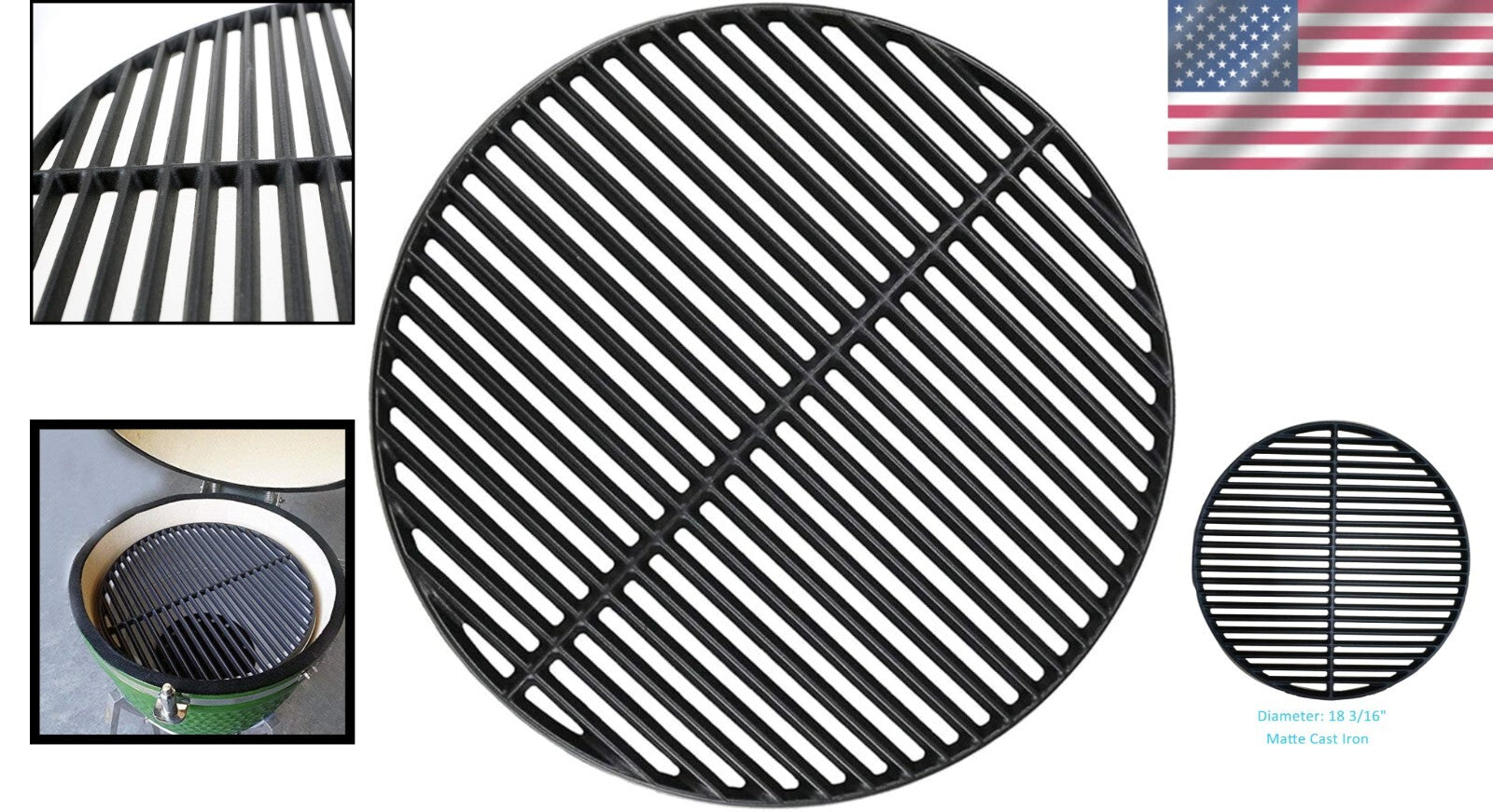 Cast Iron Cooking Grid 18 3/16" - Ideal for Big Green Egg & Char-Griller Grills