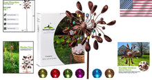 Load image into Gallery viewer, Bronze Solar Wind Spinner - 75-Inch Kinetic Sculpture with Color-Changing LED