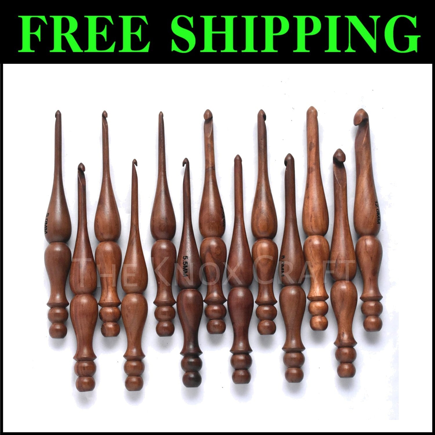 Set of 13 Handmade Rosewood Crochet Hooks - Smooth & Comfortable Knitting Tools