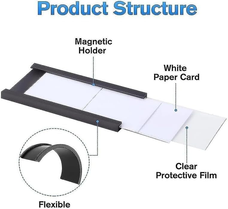 C Channel Magnetic Label Holders - 50 Packs, 5" x 3" Weatherproof for Easy Use